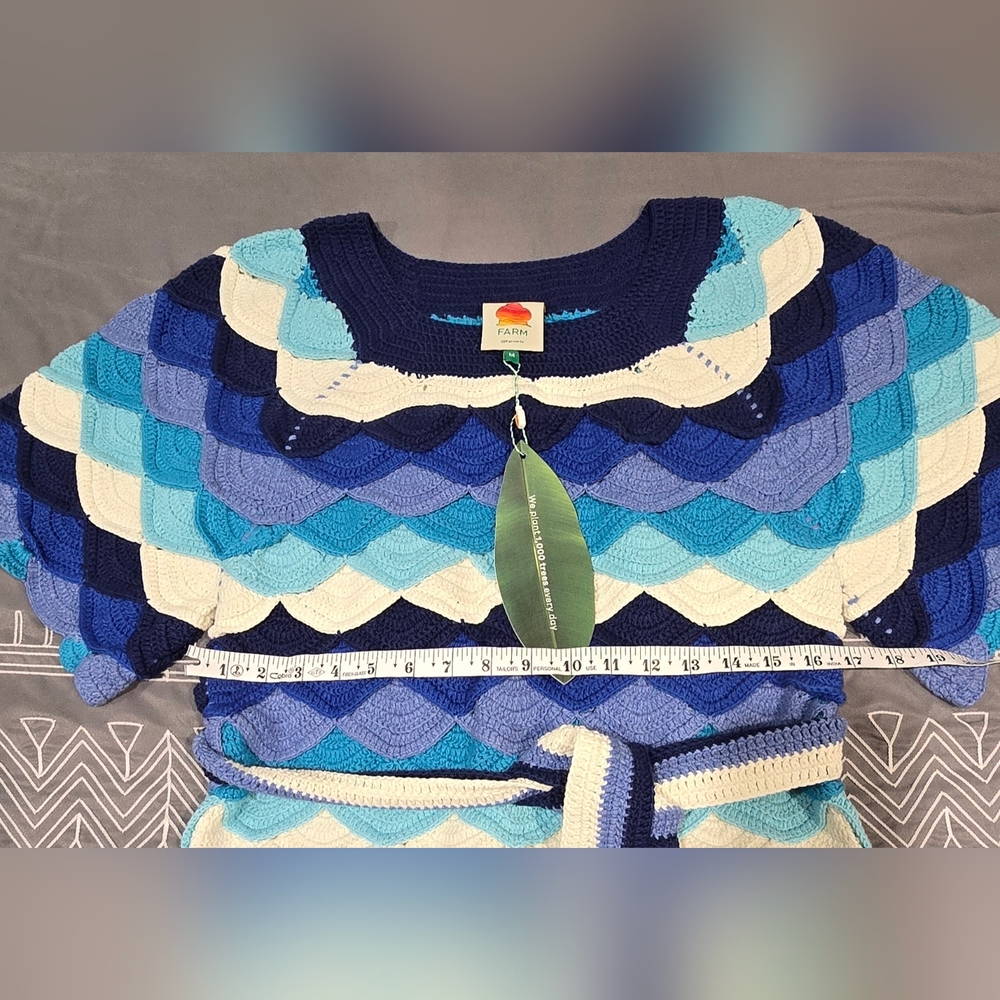 Farm Rio Waves Crochet Mini Dress Size Medium - Picture 5 of 8